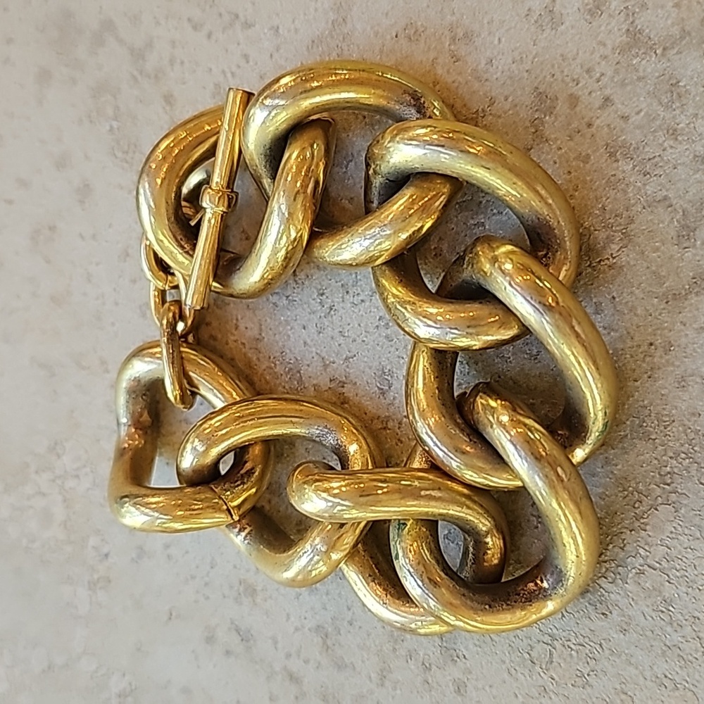 Michael Kors Giant chunky bracelet 8" gold tone tag missing LOT 605